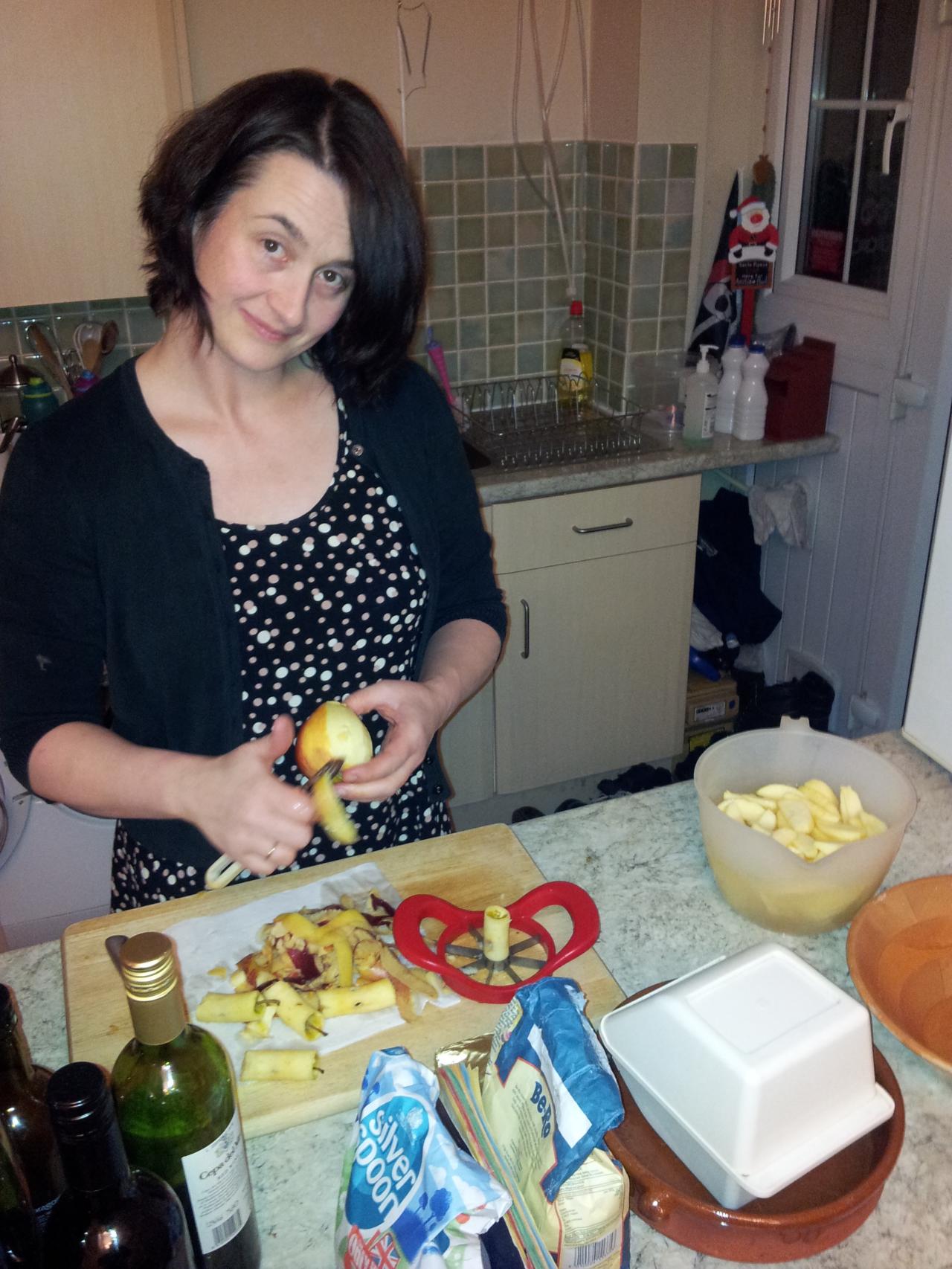 Jane making apple crumble.