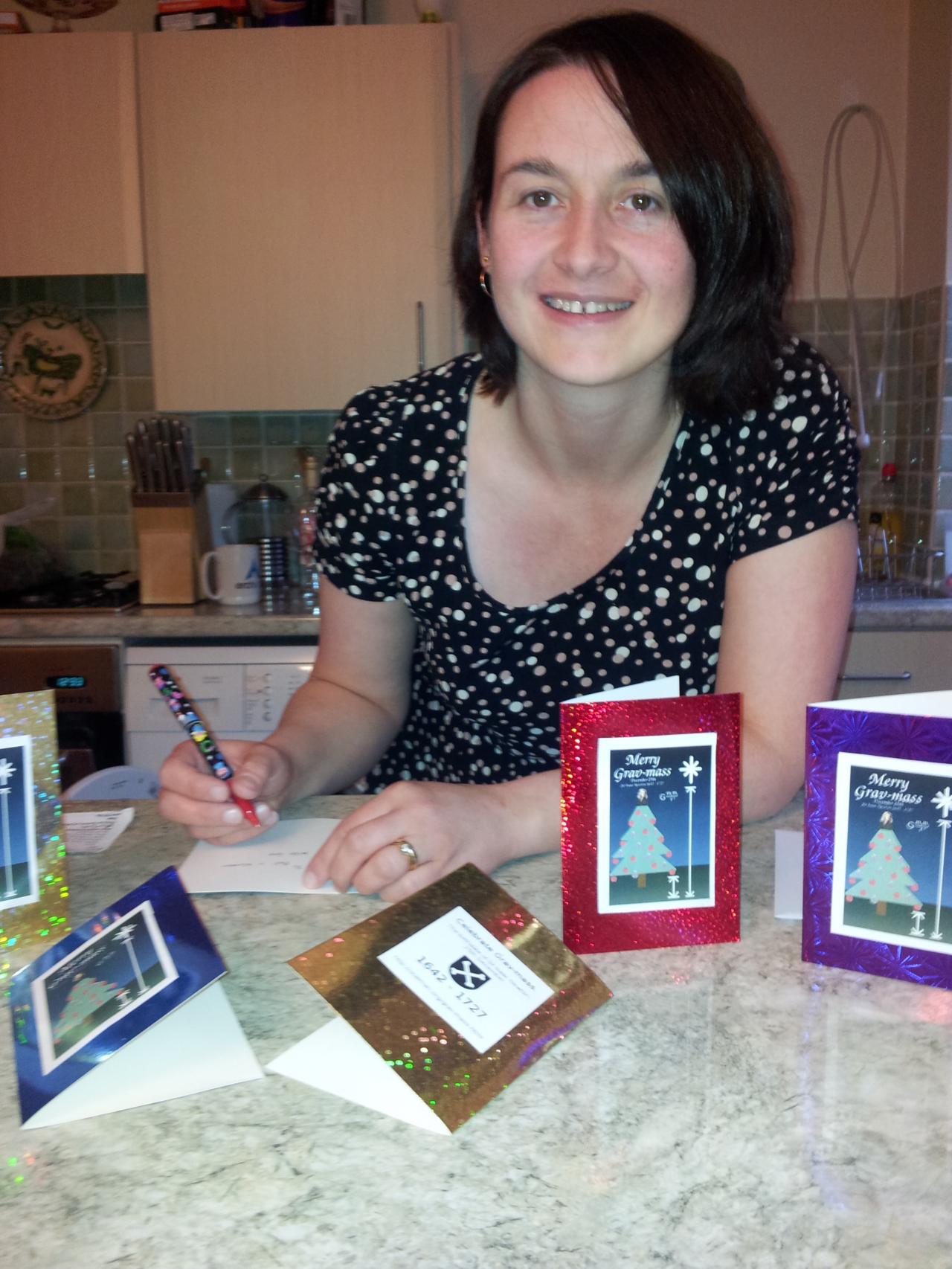 Jane Writing Gravmass Cards